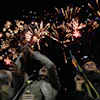 Fireworks burst as Houthi supporters rally against the Saudi-led coalition in Sanaa, Yemen, July 20, 2026.