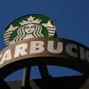 A Starbucks sign outside the company's global corporate headquarters, Seattle, May 11, 2026.