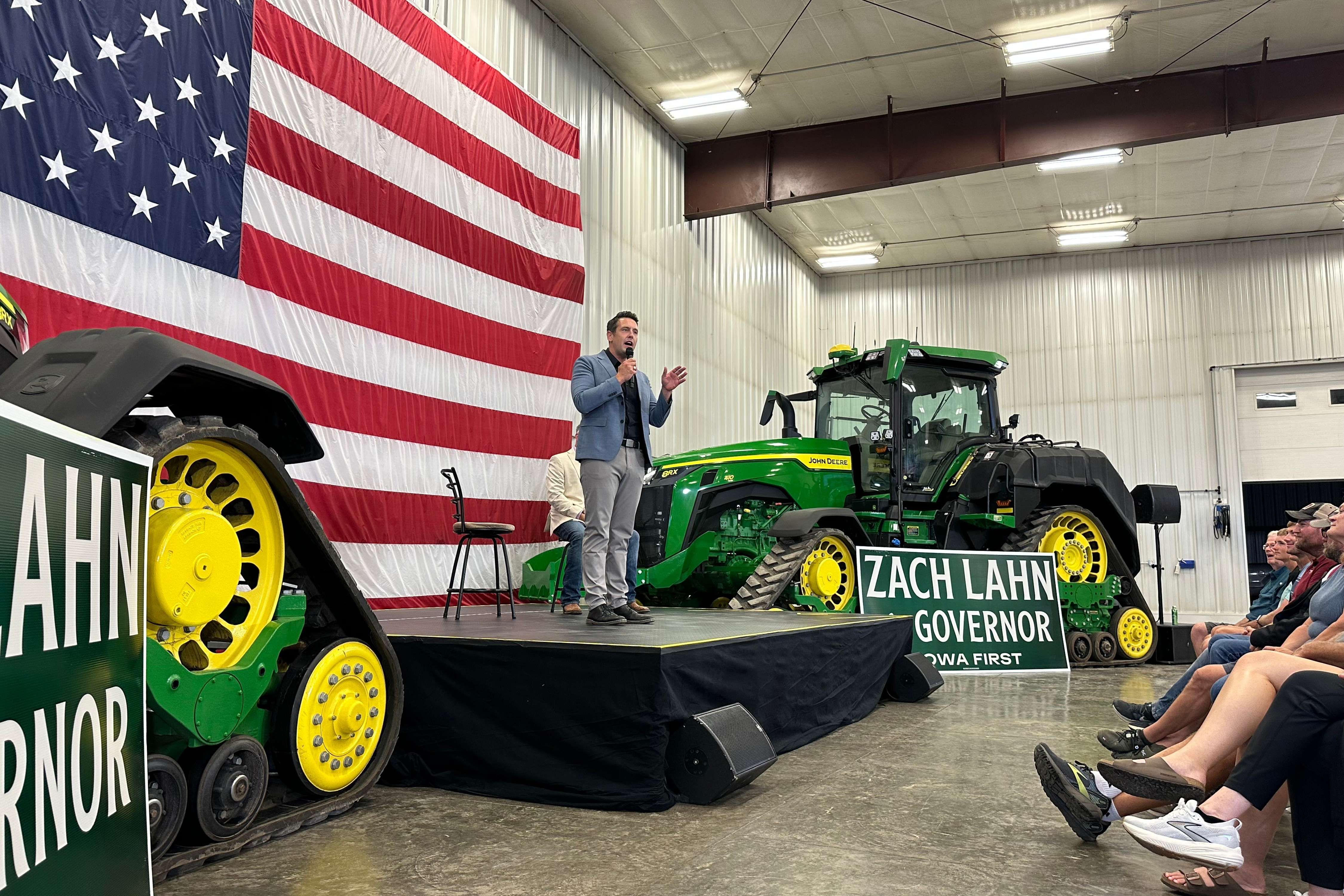 Zach Lahn, the Republican nominee for Iowa governor, in Arlington, Iowa, Aug. 4, 2026.