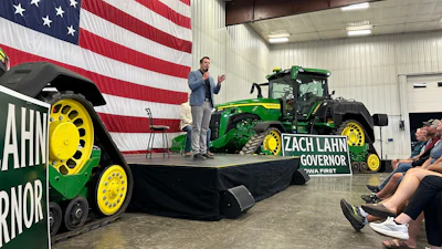 Zach Lahn, the Republican nominee for Iowa governor, in Arlington, Iowa, Aug. 4, 2026.