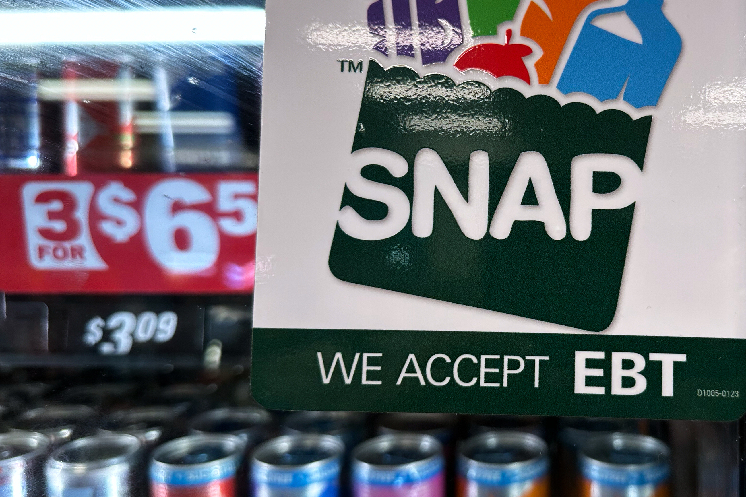 A SNAP EBT sign at a gas station in Riverwoods, Ill., Nov. 1, 2025.