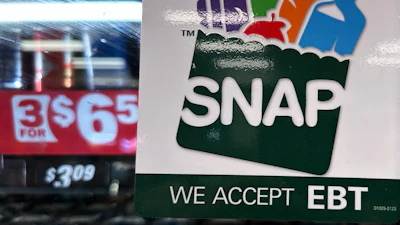A SNAP EBT sign at a gas station in Riverwoods, Ill., Nov. 1, 2025.