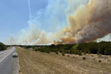 The Ross Fire burns in Palo Pinto County, Texas, Aug. 24, 2026.