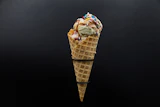 Ice cream on a waffle cone is displayed in Phoenix, Aug. 19, 2026.