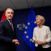 Canadian Prime Minister Mark Carney, left, and European Commission President Ursula von der Leyen during a bilateral meeting at the European Parliament in Strasbourg, France, Sept. 16, 2026.