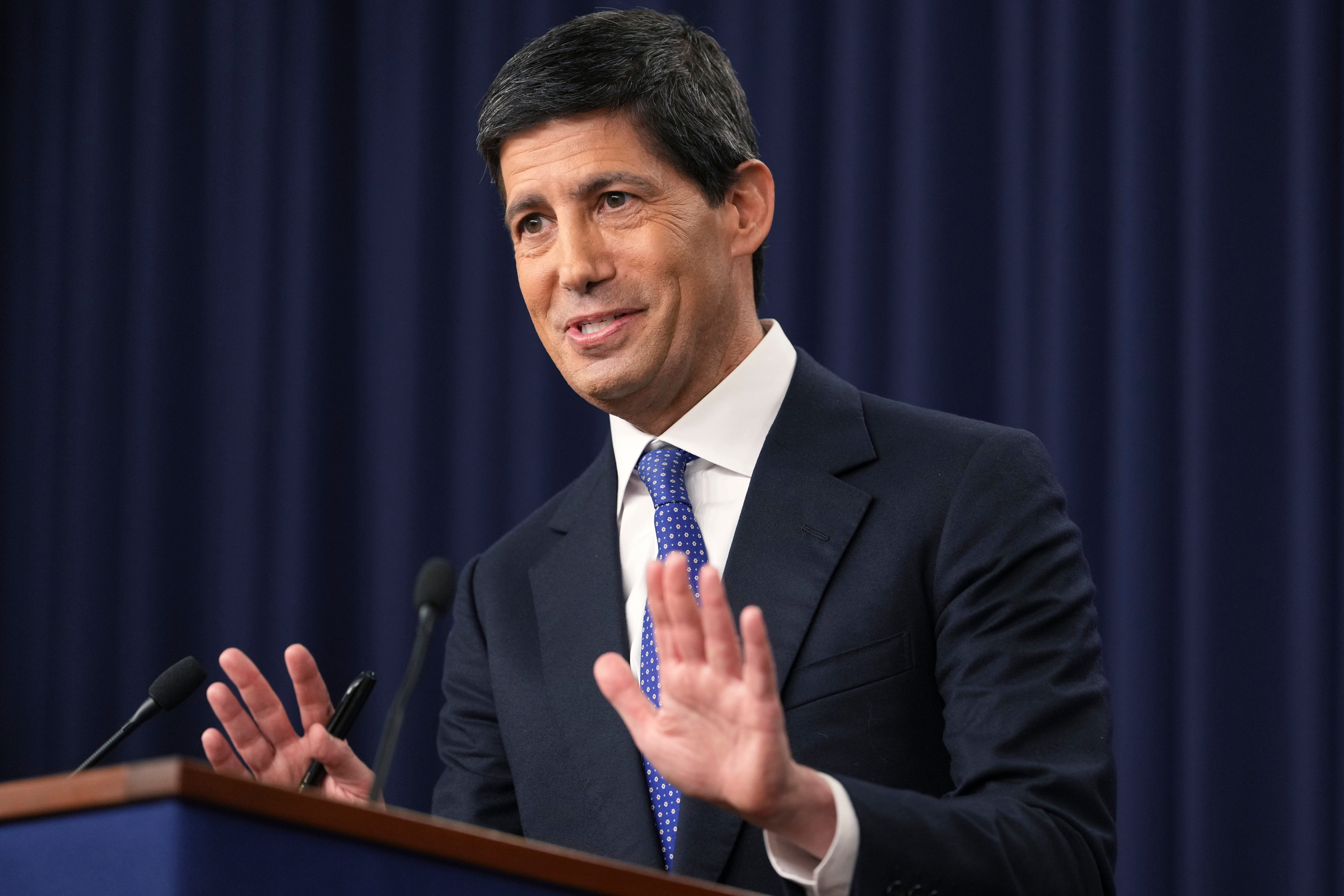 Federal Reserve Board Chairman Kevin Warsh speaks during a news conference at the Federal Reserve in Washington, Sept. 16, 2026.