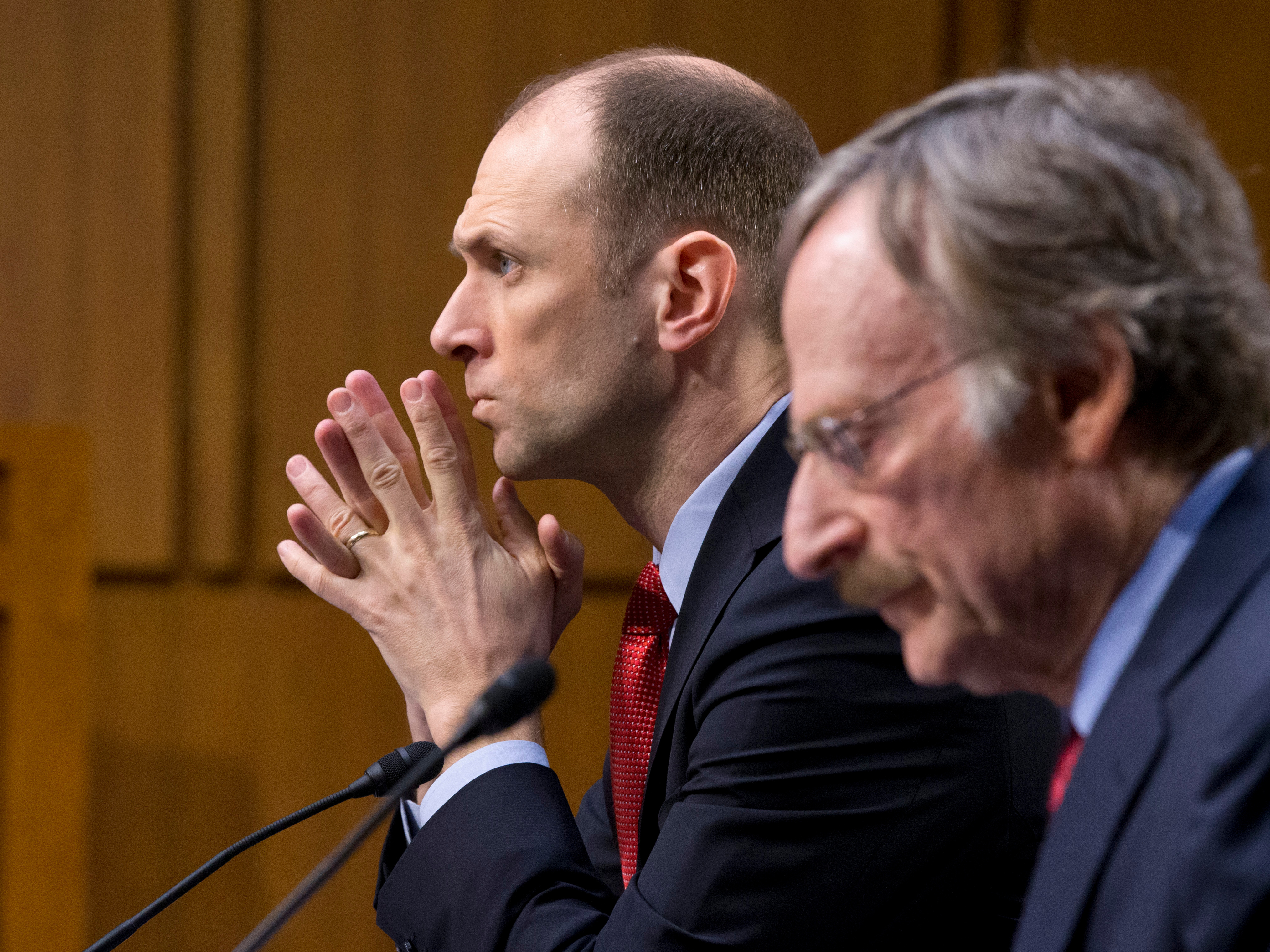 Austan Goolsbee, left, then-Council of Economic Advisers Chairman under President Barack Obama, testifies on Capitol Hill, Feb. 28, 2013.