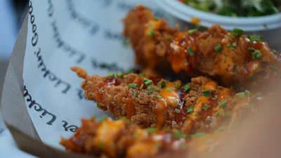 Food is presented at a new KFC restaurant in McKinney, Texas, Sept. 22, 2026.