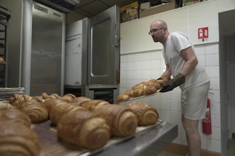 Baker Kevin Luce makes pastries in Saint-Just-en-Chaussee, France, Sept. 24, 2026.