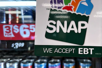 A SNAP EBT sign at a gas station in Riverwoods, Ill., Nov. 1, 2025.