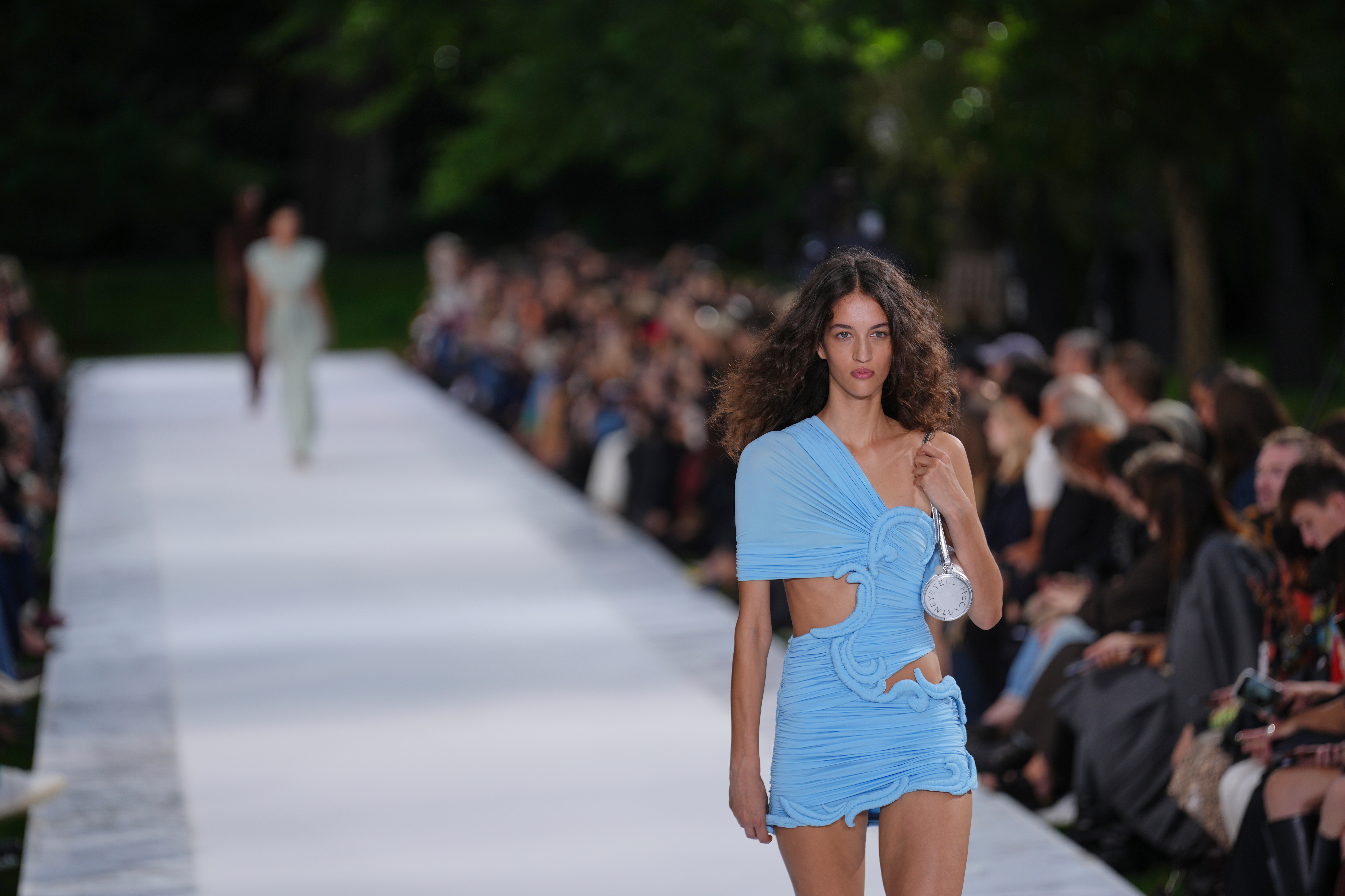 A model at the Stella McCartney Womenswear Spring Summer 2027 collection presentation in Paris, Sept. 30, 2026.