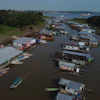 Boats are moored to a school serving as a polling station during general elections in Iranduba, Brazil, Oct. 4, 2026.