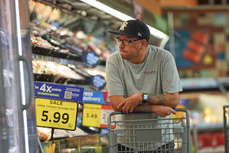 A shopper looks the meat section of a grocery story in Fort Worth, Texas, Oct. 7, 2026.