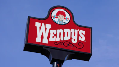 A sign over a Wendy's restaurant, Feb. 25, 2021, Des Moines, Iowa.