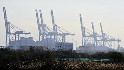 View of the cranes at the Fos-Marseille container port in Marseille, France, Oct. 30, 2026.