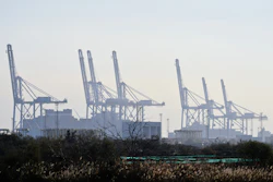 View of the cranes at the Fos-Marseille container port in Marseille, France, Oct. 30, 2026.