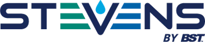 Stevens by EST logo with navy text and teal geometric chevron symbol